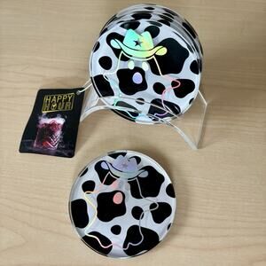 HEY BOO Cow Print Holographic GHOST COWBOY Iridescent Coasters Halloween TEXAS